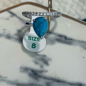 Silver and Blue Teardrop Ring